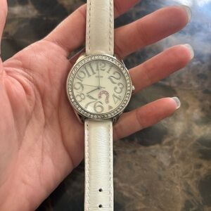 Guess Silver and White Crystal-Embellished Watch
